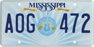 MS license plate AOG472