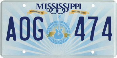 MS license plate AOG474
