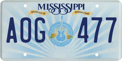 MS license plate AOG477