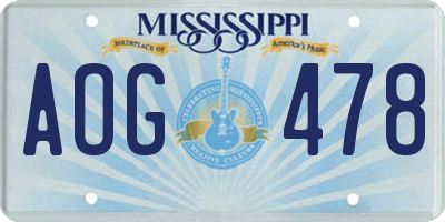 MS license plate AOG478