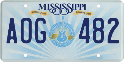 MS license plate AOG482