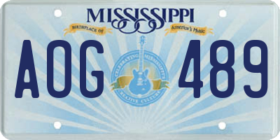 MS license plate AOG489