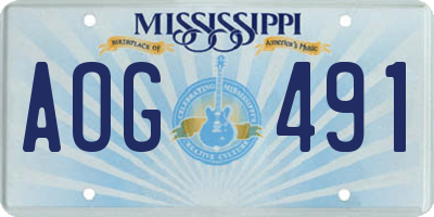 MS license plate AOG491