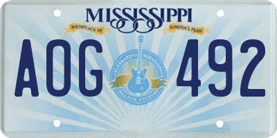 MS license plate AOG492