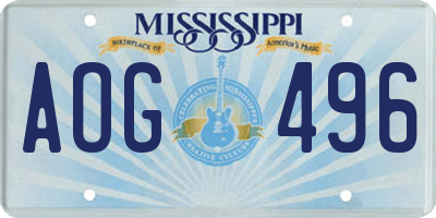 MS license plate AOG496