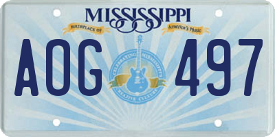MS license plate AOG497