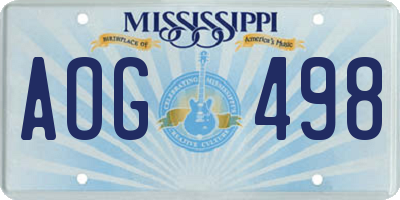 MS license plate AOG498