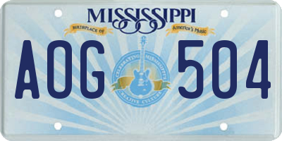 MS license plate AOG504
