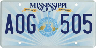 MS license plate AOG505