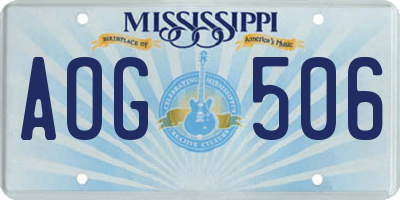 MS license plate AOG506