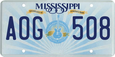 MS license plate AOG508