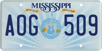 MS license plate AOG509