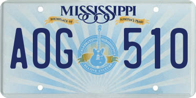 MS license plate AOG510