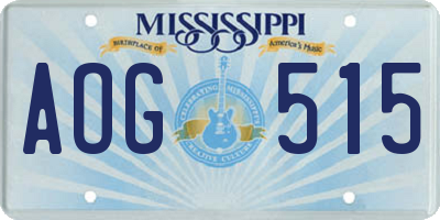 MS license plate AOG515