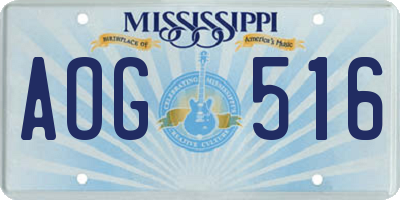 MS license plate AOG516