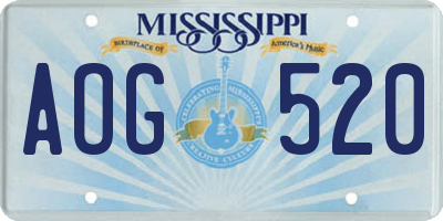MS license plate AOG520