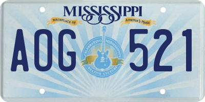 MS license plate AOG521