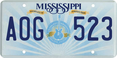 MS license plate AOG523