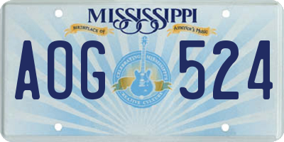 MS license plate AOG524