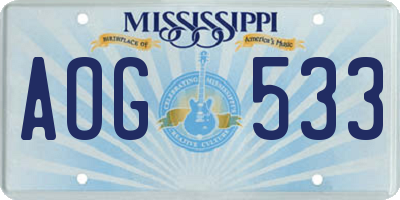 MS license plate AOG533