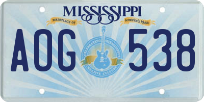 MS license plate AOG538