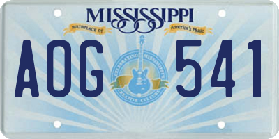 MS license plate AOG541