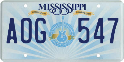 MS license plate AOG547