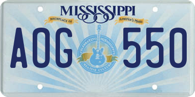 MS license plate AOG550