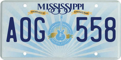 MS license plate AOG558