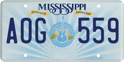 MS license plate AOG559