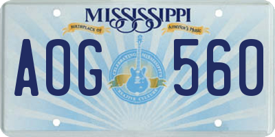 MS license plate AOG560