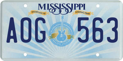 MS license plate AOG563