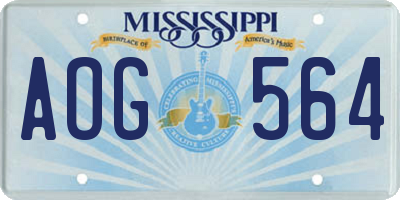 MS license plate AOG564