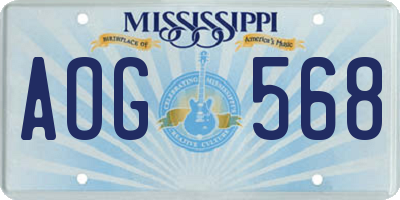 MS license plate AOG568
