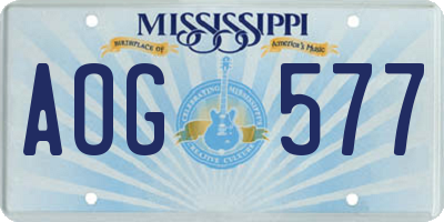 MS license plate AOG577