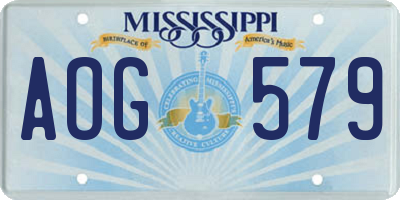 MS license plate AOG579