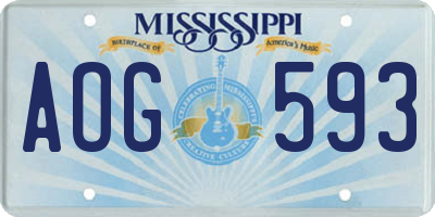 MS license plate AOG593