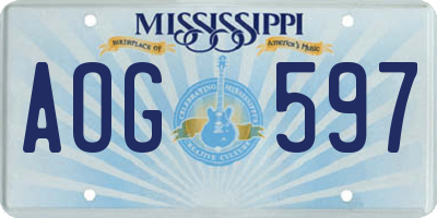 MS license plate AOG597