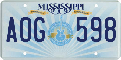 MS license plate AOG598