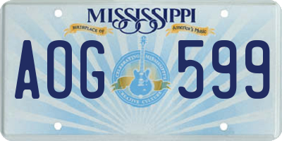MS license plate AOG599