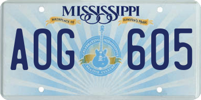 MS license plate AOG605
