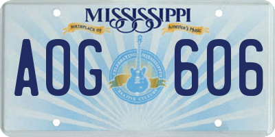 MS license plate AOG606