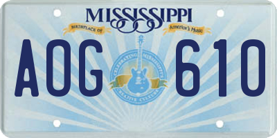 MS license plate AOG610