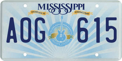 MS license plate AOG615