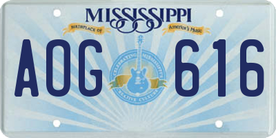 MS license plate AOG616