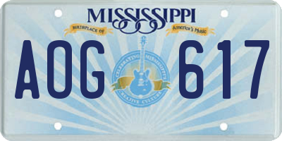 MS license plate AOG617