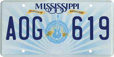 MS license plate AOG619