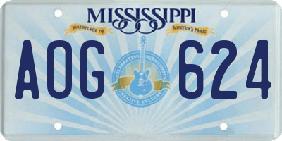 MS license plate AOG624