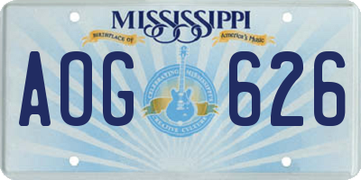 MS license plate AOG626