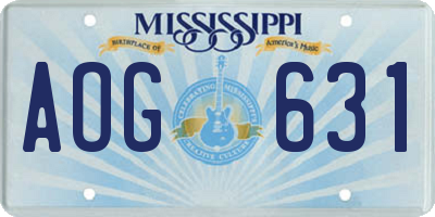 MS license plate AOG631